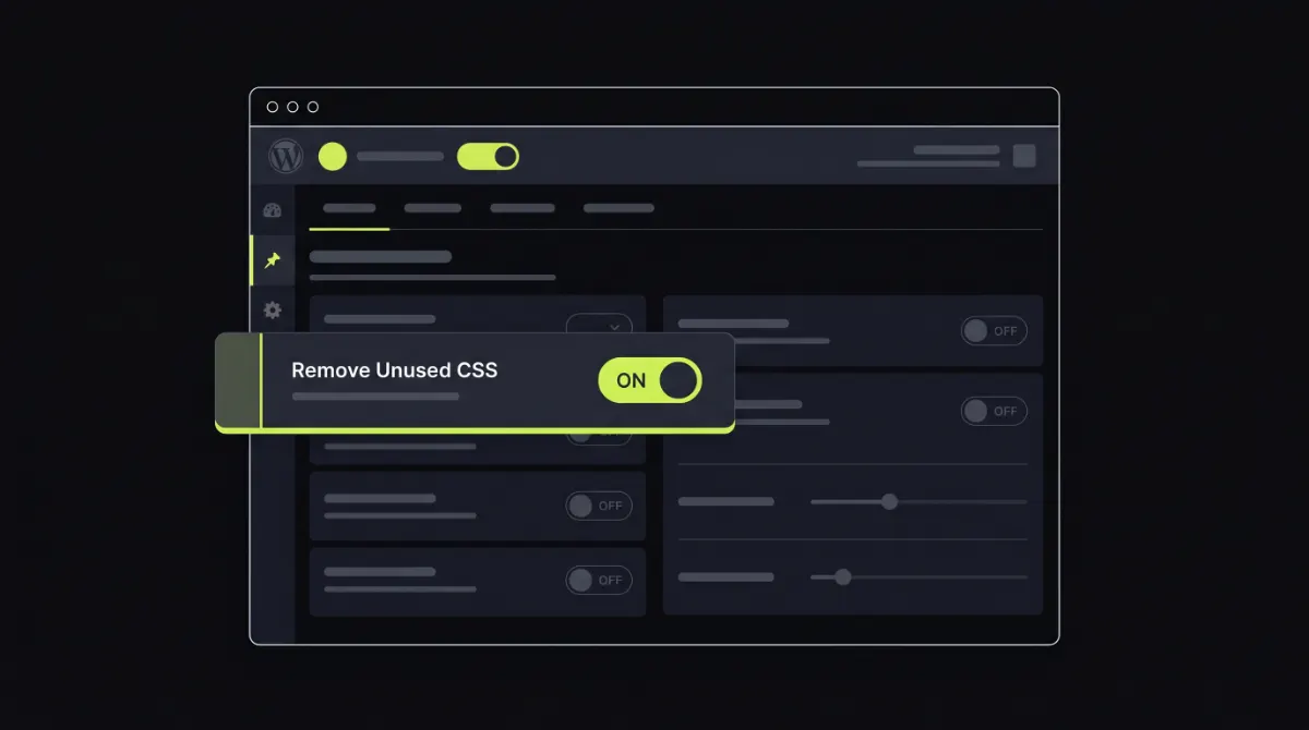 WP Rocket file optimization settings showing Remove Unused CSS option for critical CSS generation