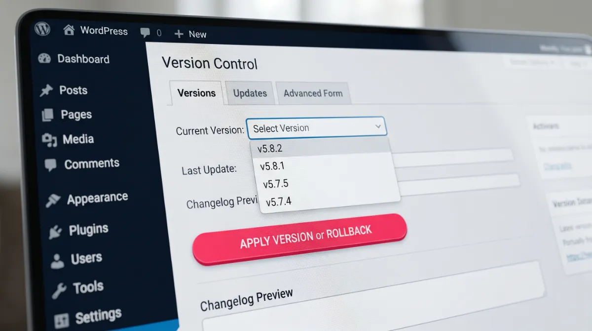 Elementor V4 rollback to V3 using the built-in version control tools to restore the previous stable release