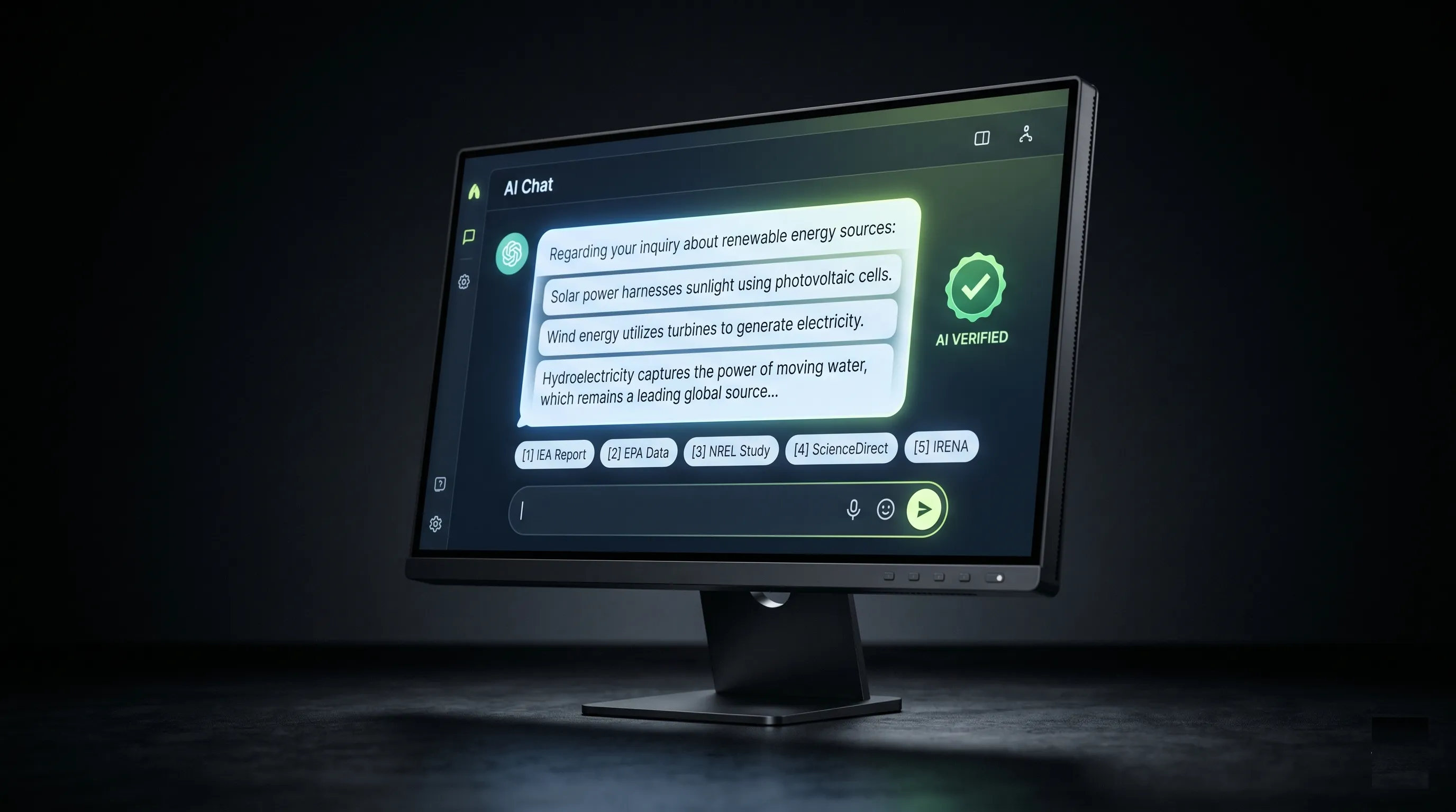 AI chat answer panel recommending a WordPress developer with citation chips and a verified trust badge
