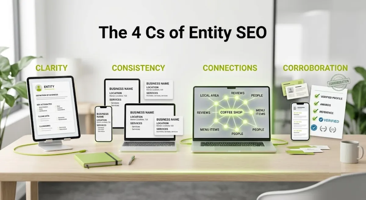 The 4 Cs of entity SEO: clarity, consistency, connections, and corroboration