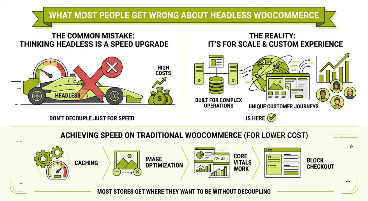 Headless WooCommerce is a scale decision, not a speed hack, and traditional optimization often wins