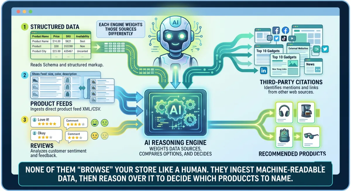 How AI shopping engines like ChatGPT, Gemini, and Perplexity read product data to recommend WooCommerce products