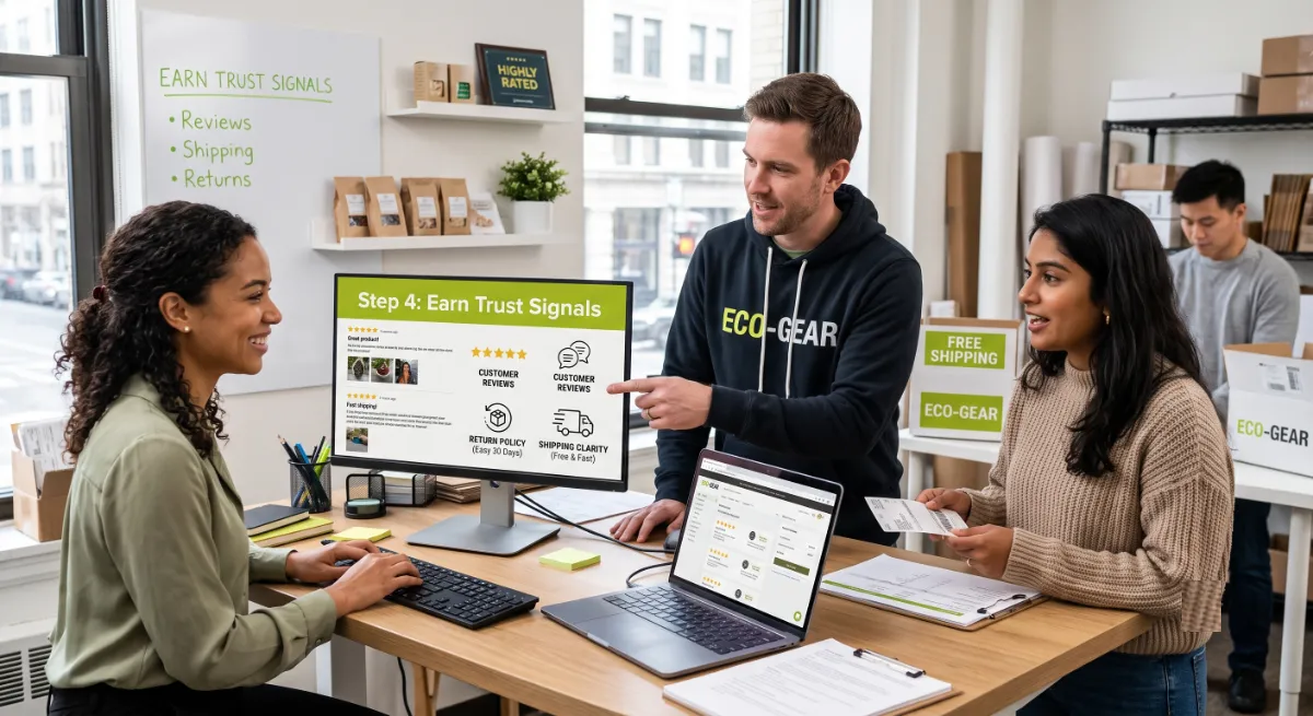 Reviews, shipping speed, and return policy as trust signals that make AI recommend a WooCommerce product
