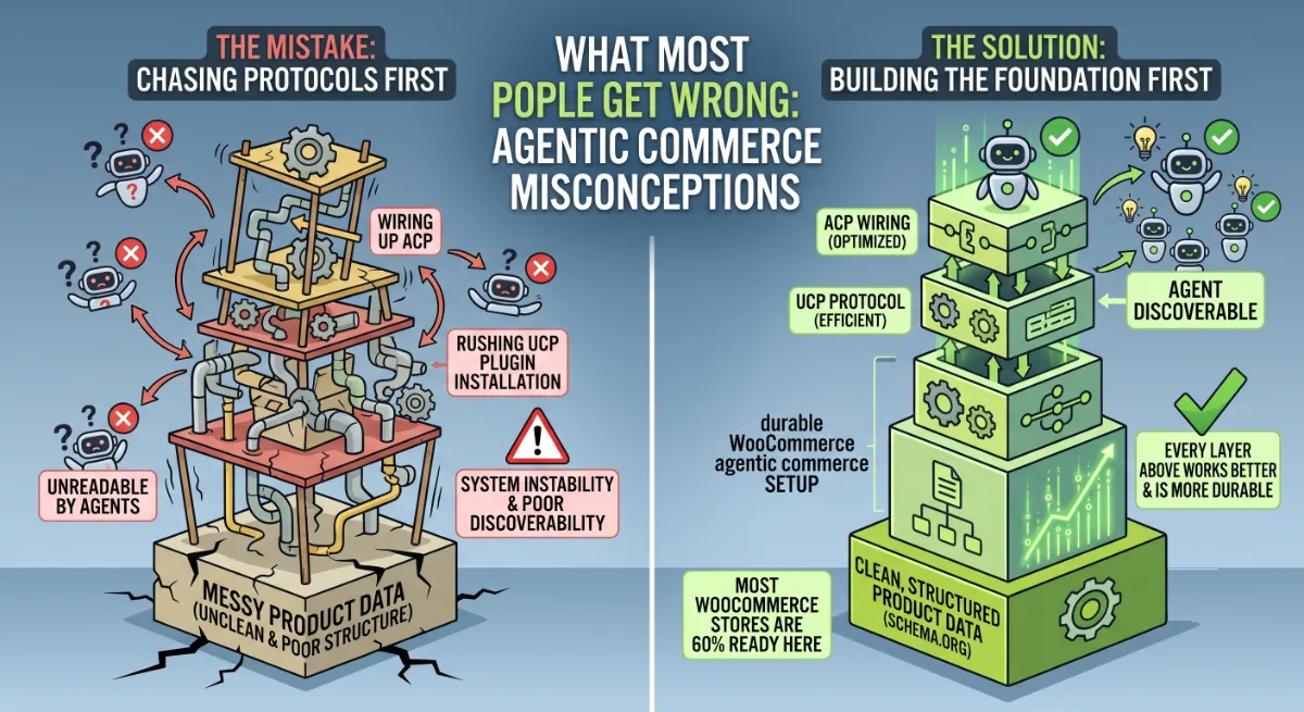 Structured product data as the durable foundation of a WooCommerce agentic commerce setup versus changing protocols