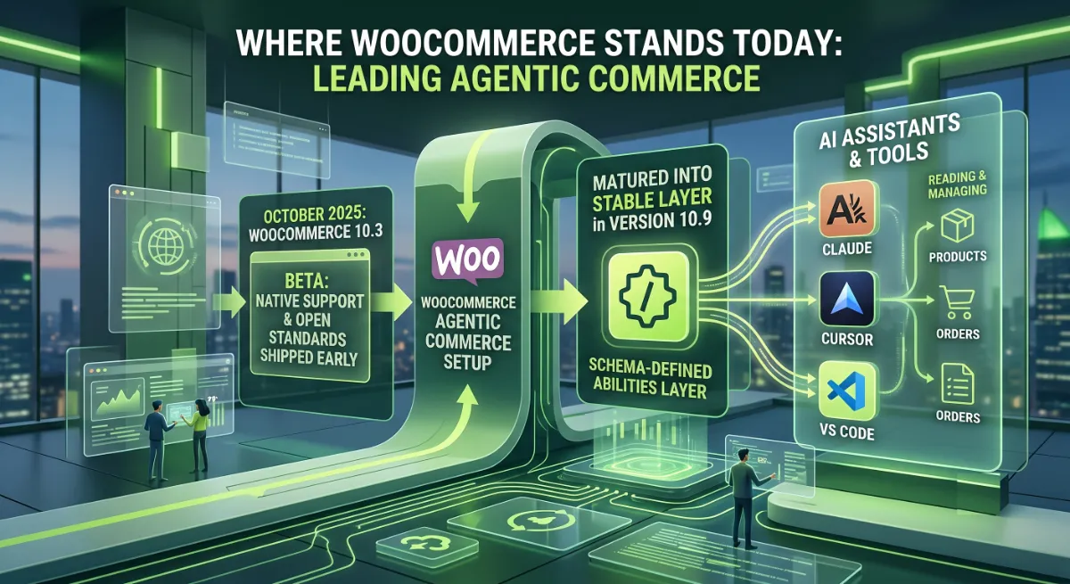 WooCommerce agentic commerce stack showing native MCP support and Stripe Agentic Commerce Protocol