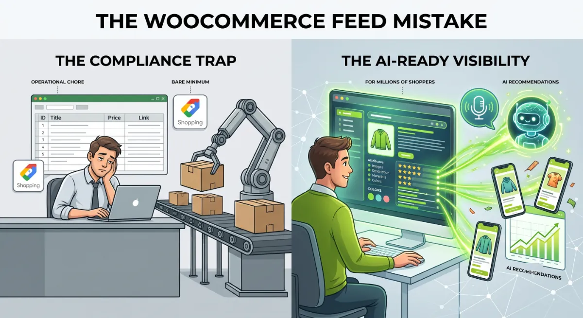 Treating a WooCommerce product feed as compliance-only is the biggest AI shopping mistake