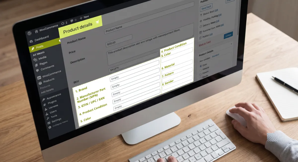 Comparison of default WooCommerce product schema fields versus the fields AI shopping agents need
