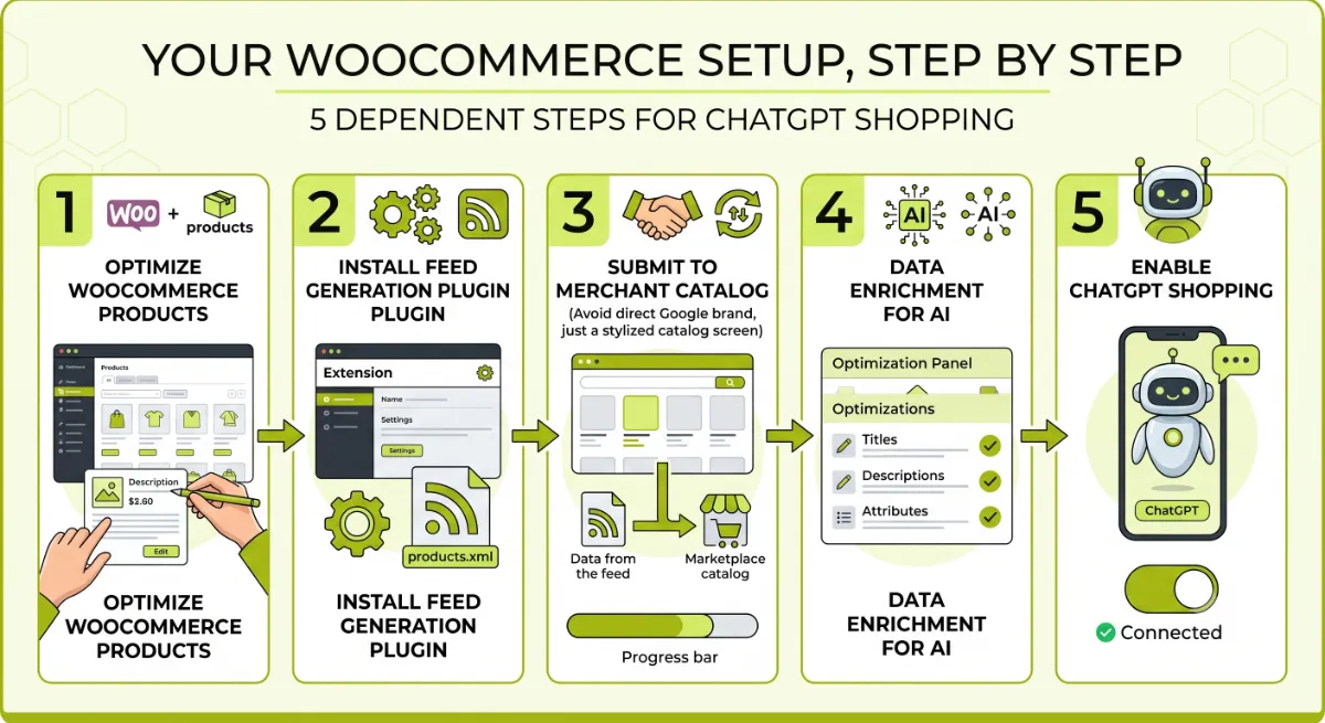 Step-by-step WooCommerce setup to get products into ChatGPT shopping results