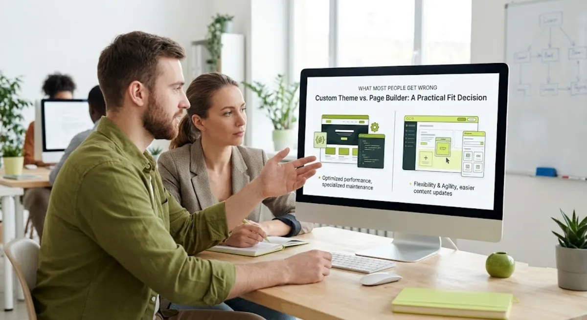 The biggest custom WordPress theme vs page builder mistake is ignoring maintenance and total cost of ownership