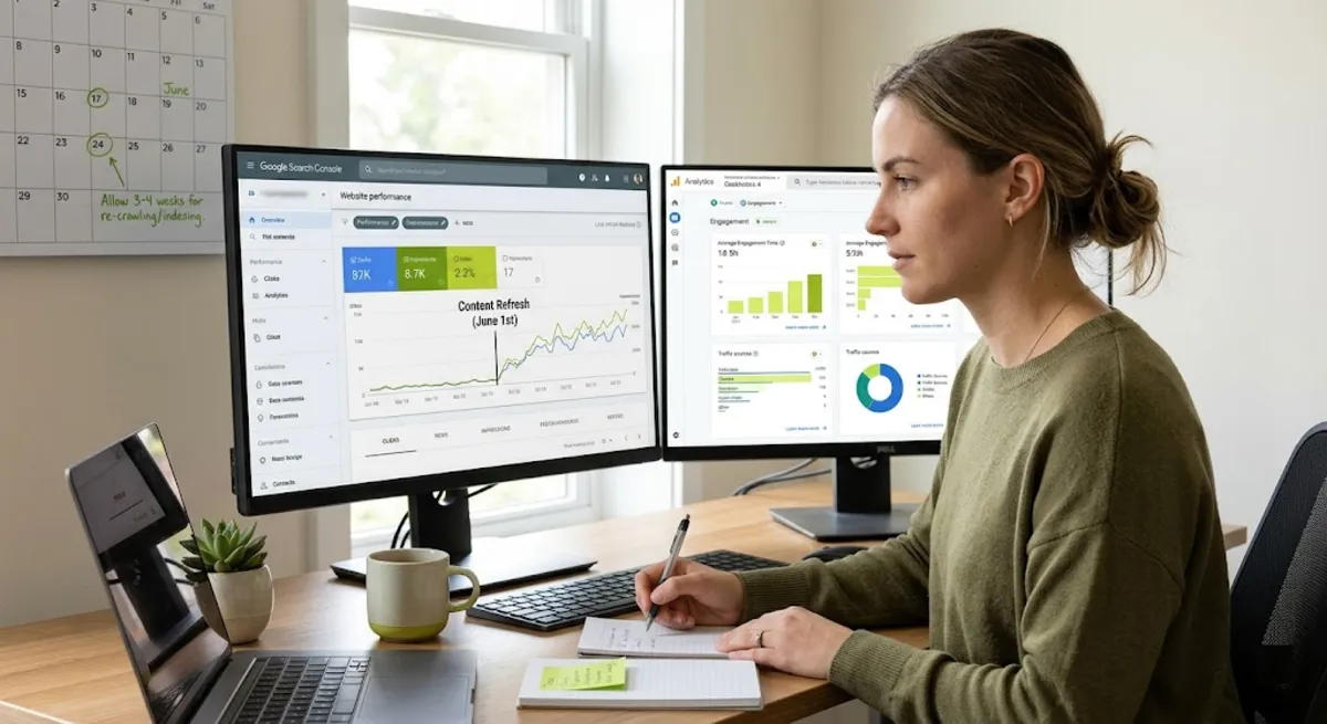 Measuring content refresh results in Search Console: impressions, position, clicks, and conversions