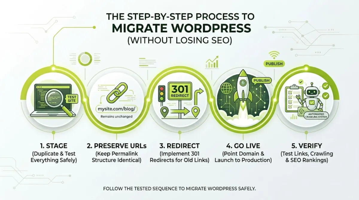 Step by step process to migrate WordPress without losing SEO from staging to go live to verification