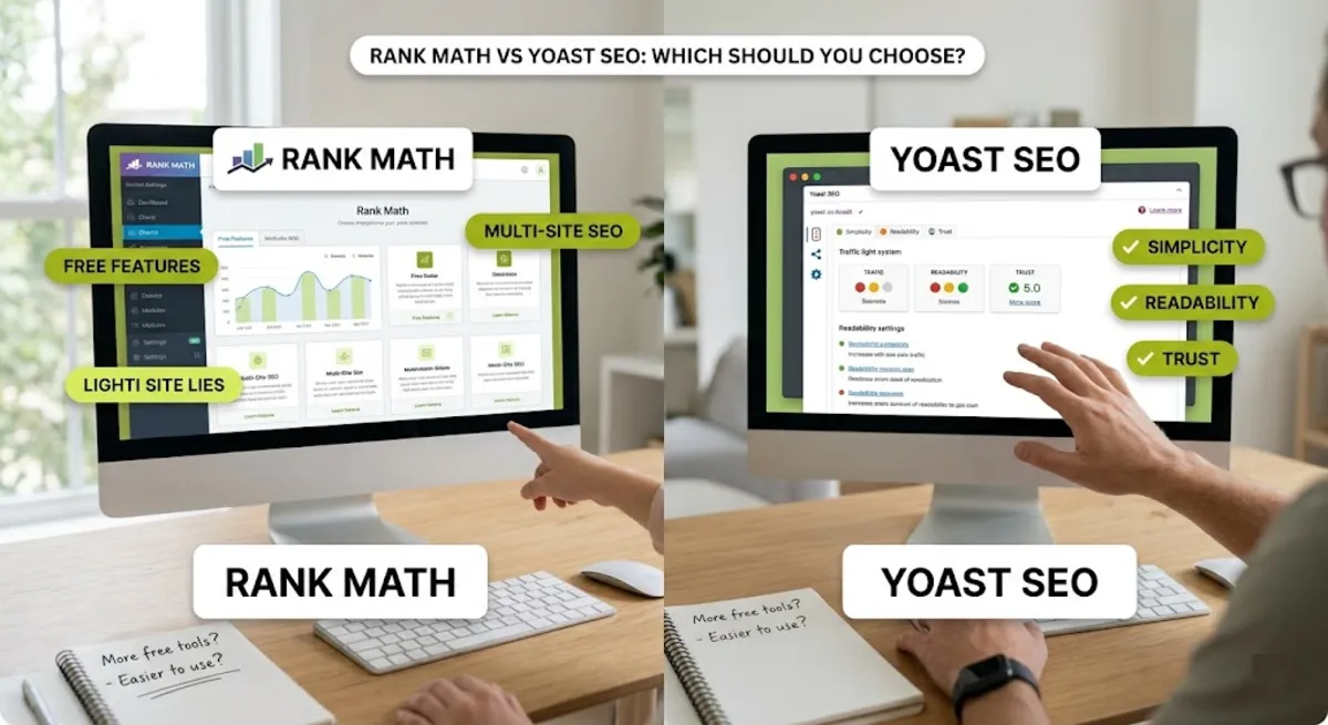 Choosing between Rank Math and Yoast based on features, budget, simplicity, and number of sites