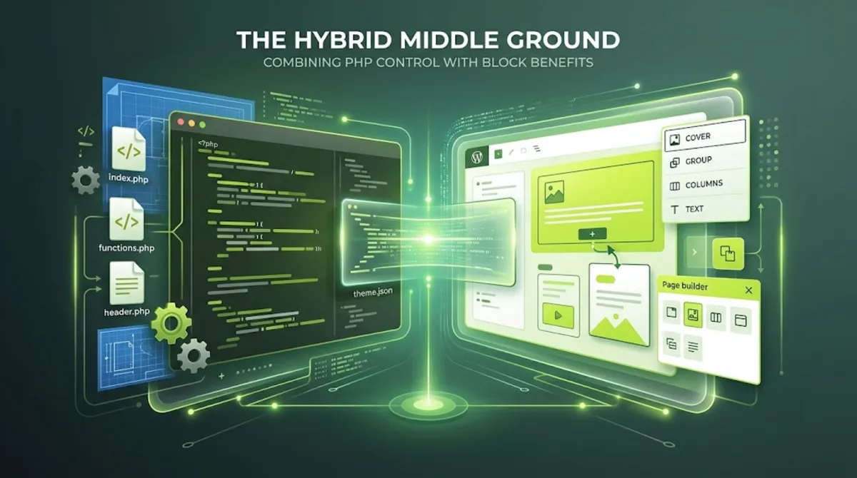 The hybrid WordPress theme combining classic PHP templates with theme.json and block editor support