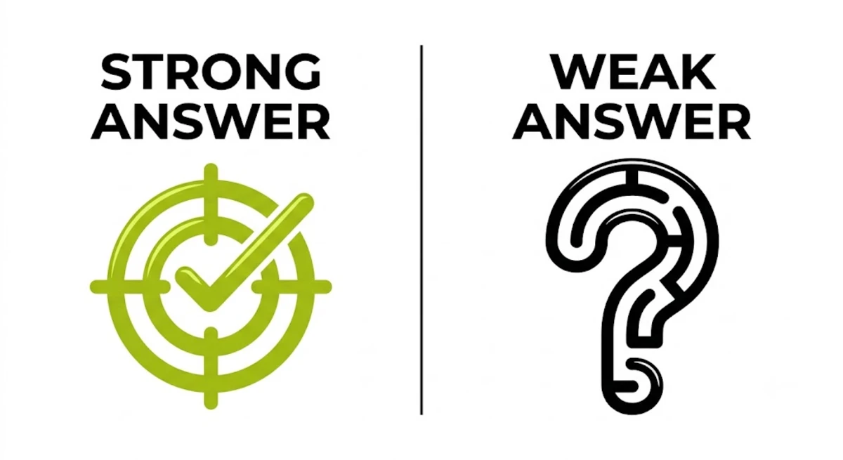 Strong and weak answers side by side for questions that test whether a developer is an expert in WordPress