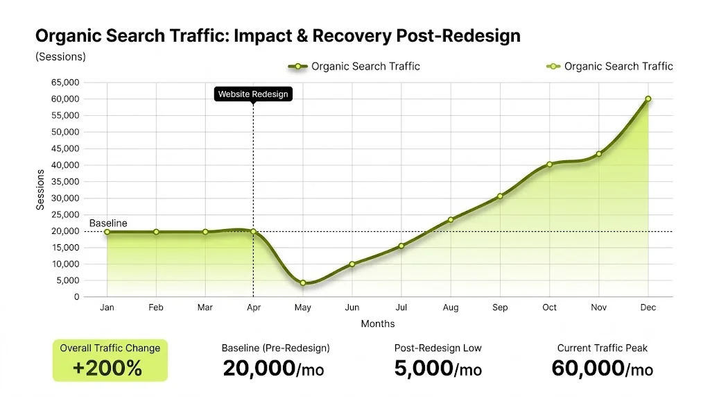 Traffic Drop After Redesign: 6 Causes Beyond Missing Redirects, WordPress project by Devansh Thakkar