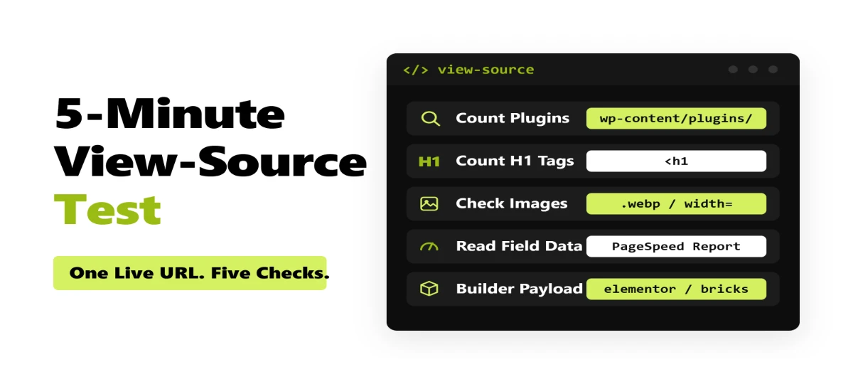 Browser view-source window with a search for wp-content plugins showing how to count plugin folders on a live WordPress site